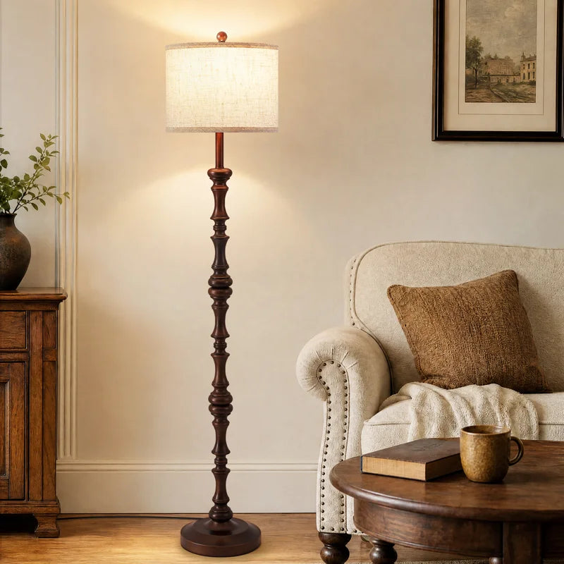 61-Inch Rustic Farmhouse Floor Lamp in Oil-Rubbed Bronze with Resin Base and Rotary Switch