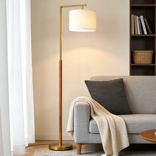 64-Inch Modern Solid Wood Floor Lamp with Adjustable Arm