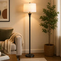 66-Inch Modern Metal Floor Lamp with Fabric Drum Shade