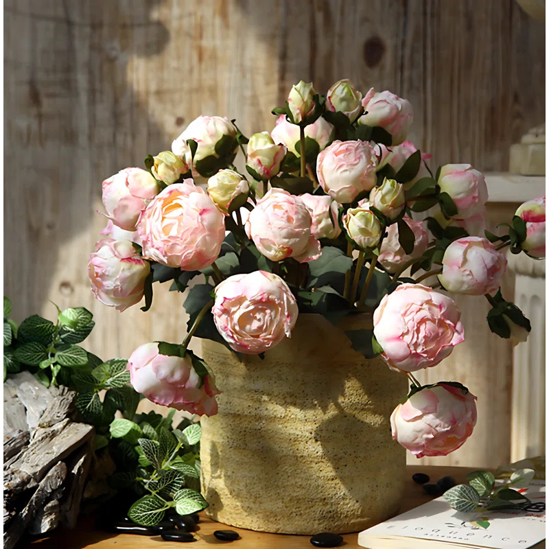 Dried Look Peonies | 9 Stems Artificial Wedding | Home Decoration | Gifts | Decor Floral Flowers